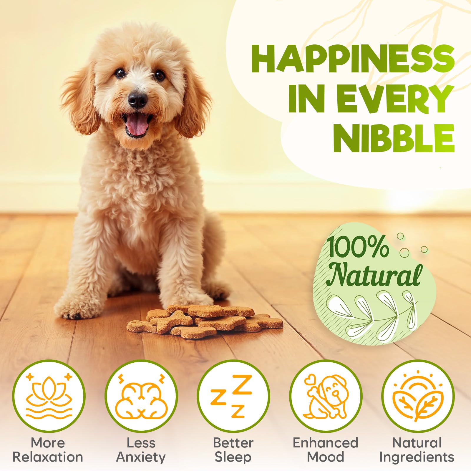 ZENO dog calming chews beef treats closeup highlighting tasty, easy-to-administer anxiety relief.