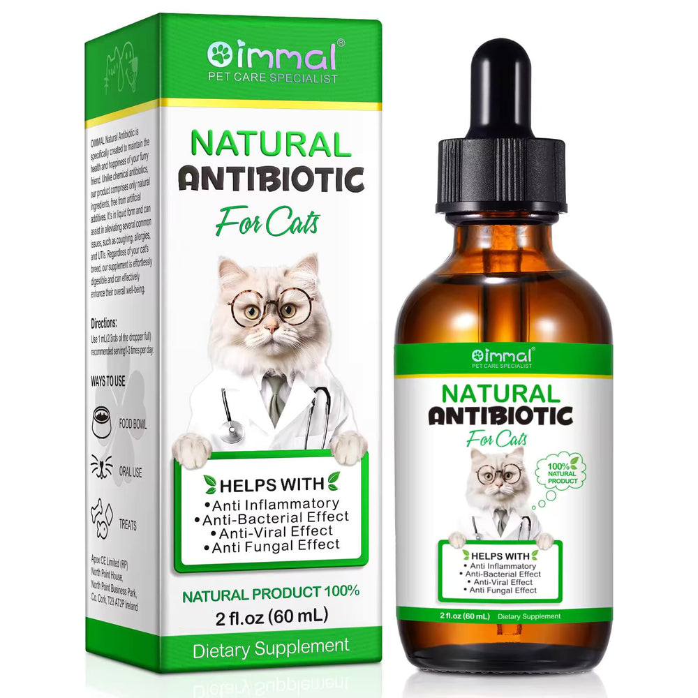 Zenpaws natural antibiotics for cats bottle closeup shows gentle daily support for skin and digestion.