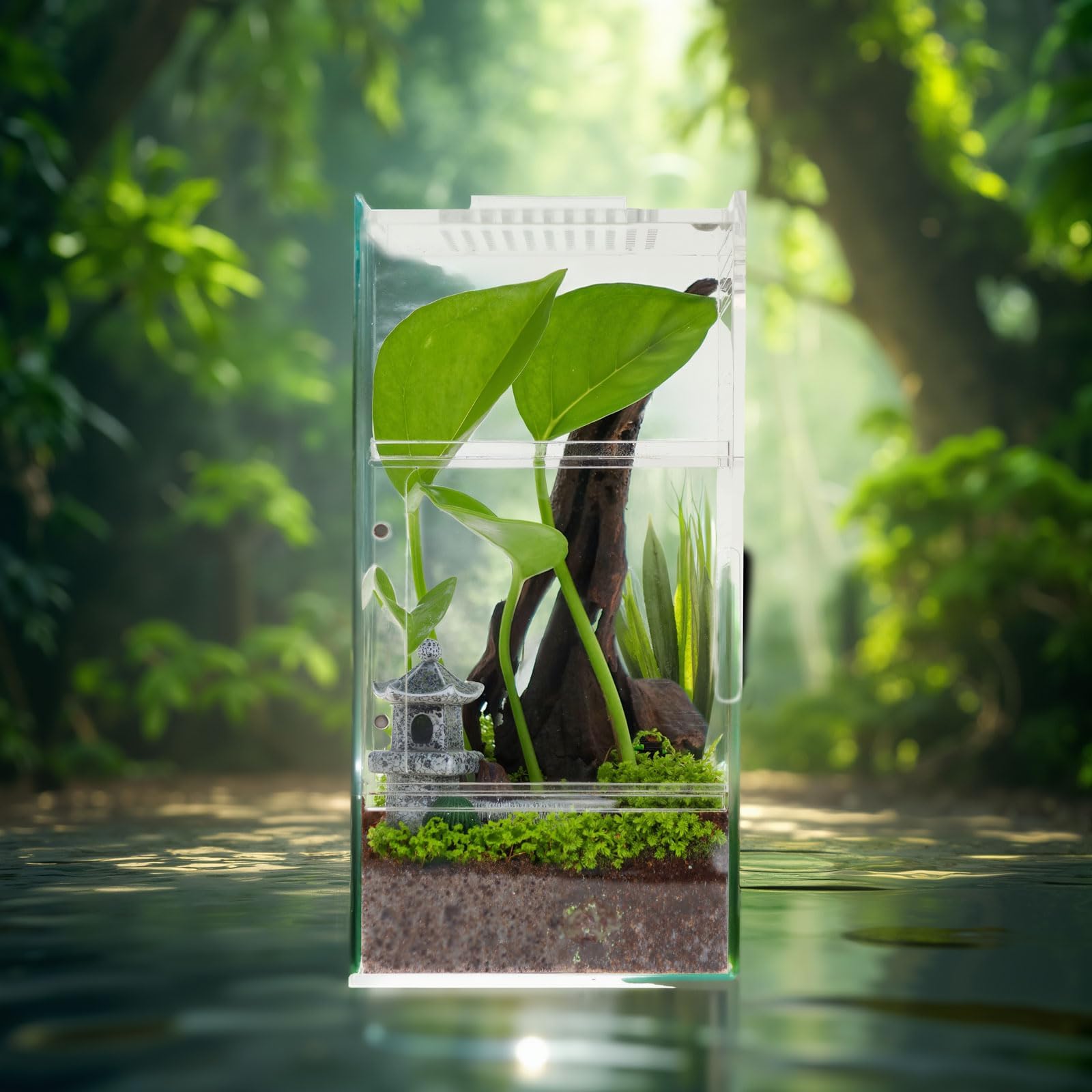 ZENWUKONG Compact, portable enclosure offers versatile use on shelves, desks, or counters.
