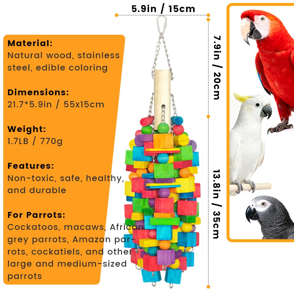 Zephyriel extra-large bird toy edible colors attract attention while safe for nibbling.