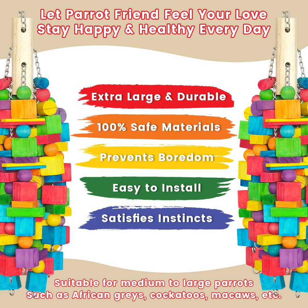 Zephyriel extra-large bird toy stainless-steel chain keeps play securely attached during active sessions.