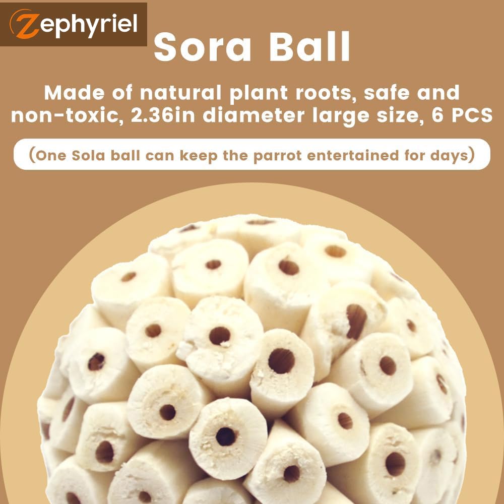 Zephyriel Sola Ball closeup demonstrates safe, satisfying chewing for birds.