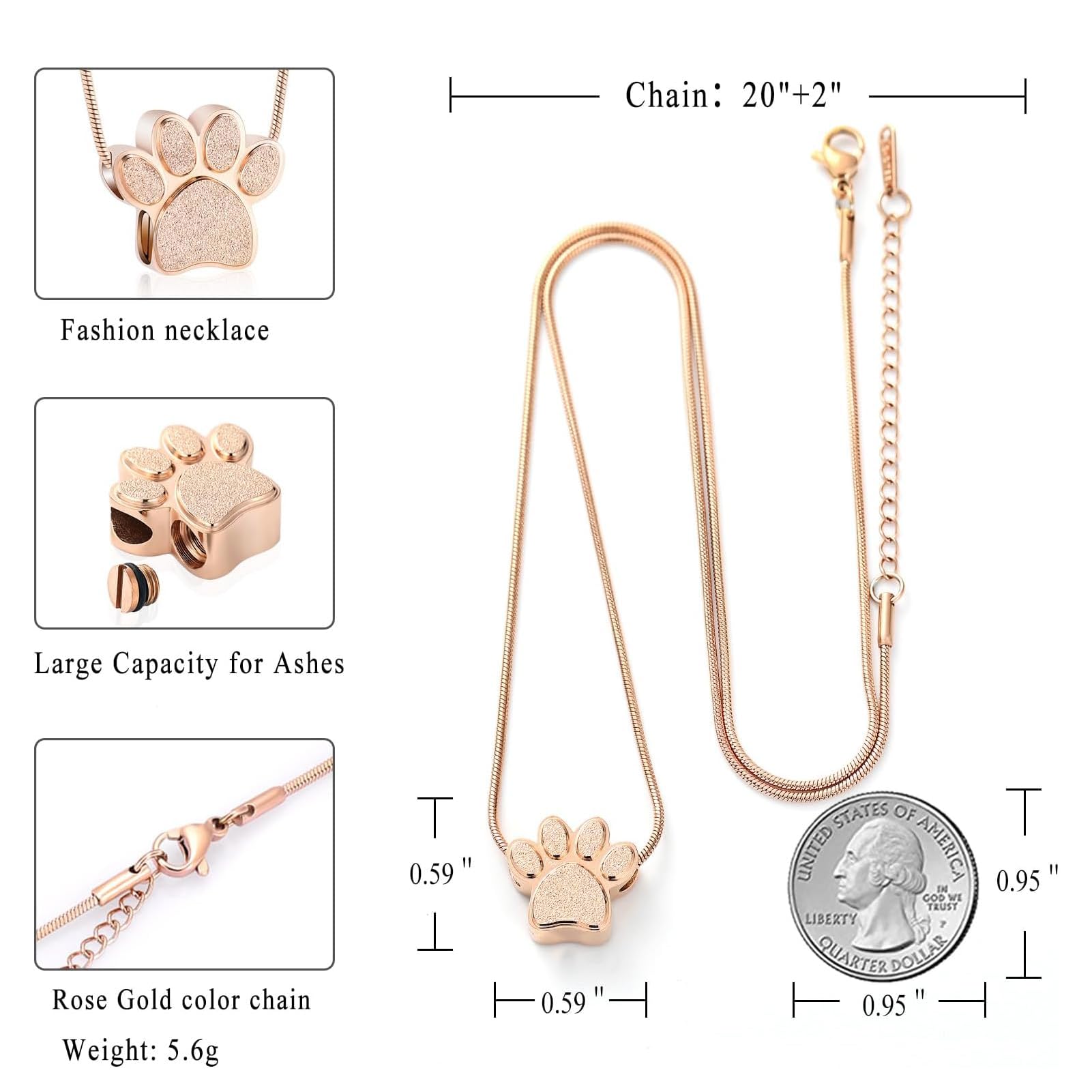 zeqingjw heart-shaped ashes necklace with paw design, a sentimental keepsake.