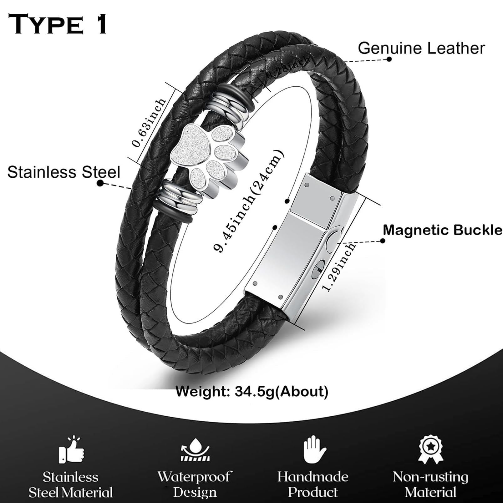 zeqingjw leather bracelet on wrist highlighting comfortable unisex fit