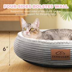 Zerbuger round donut cat bed in cozy home setting for naps