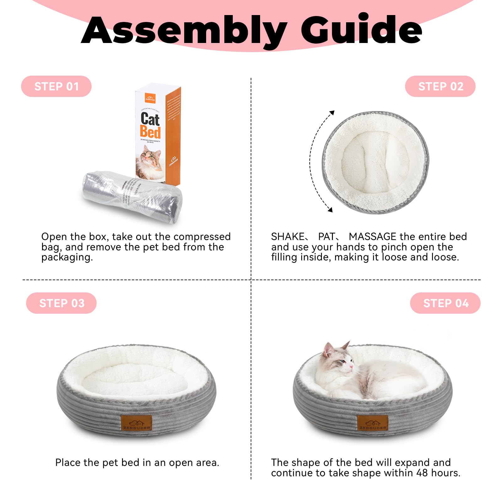 Zerbuger machine-washable cover for easy care of cat bed