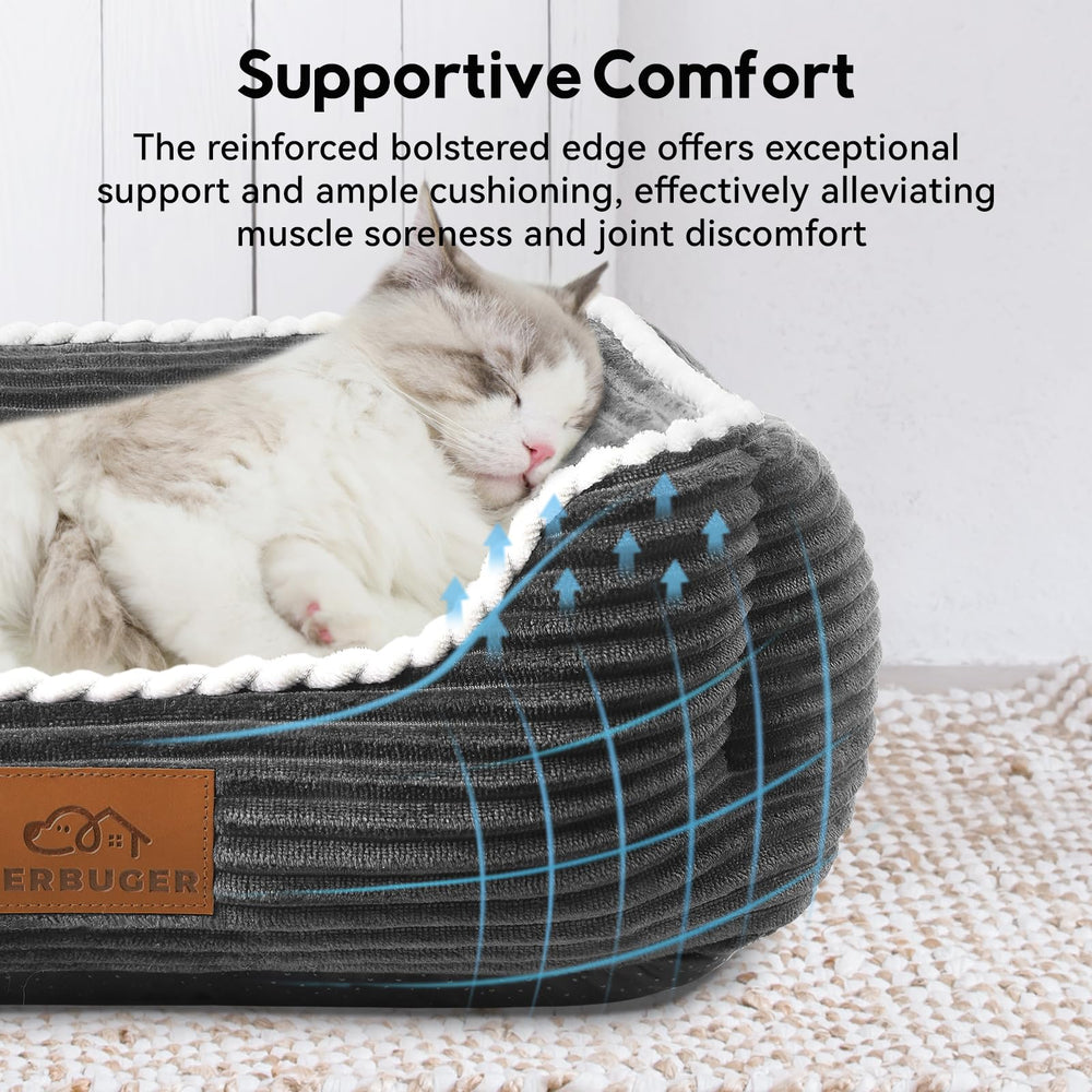 Zerbuger cat-dog-bed anti-slip-bottom keeps bed steady on floors.
