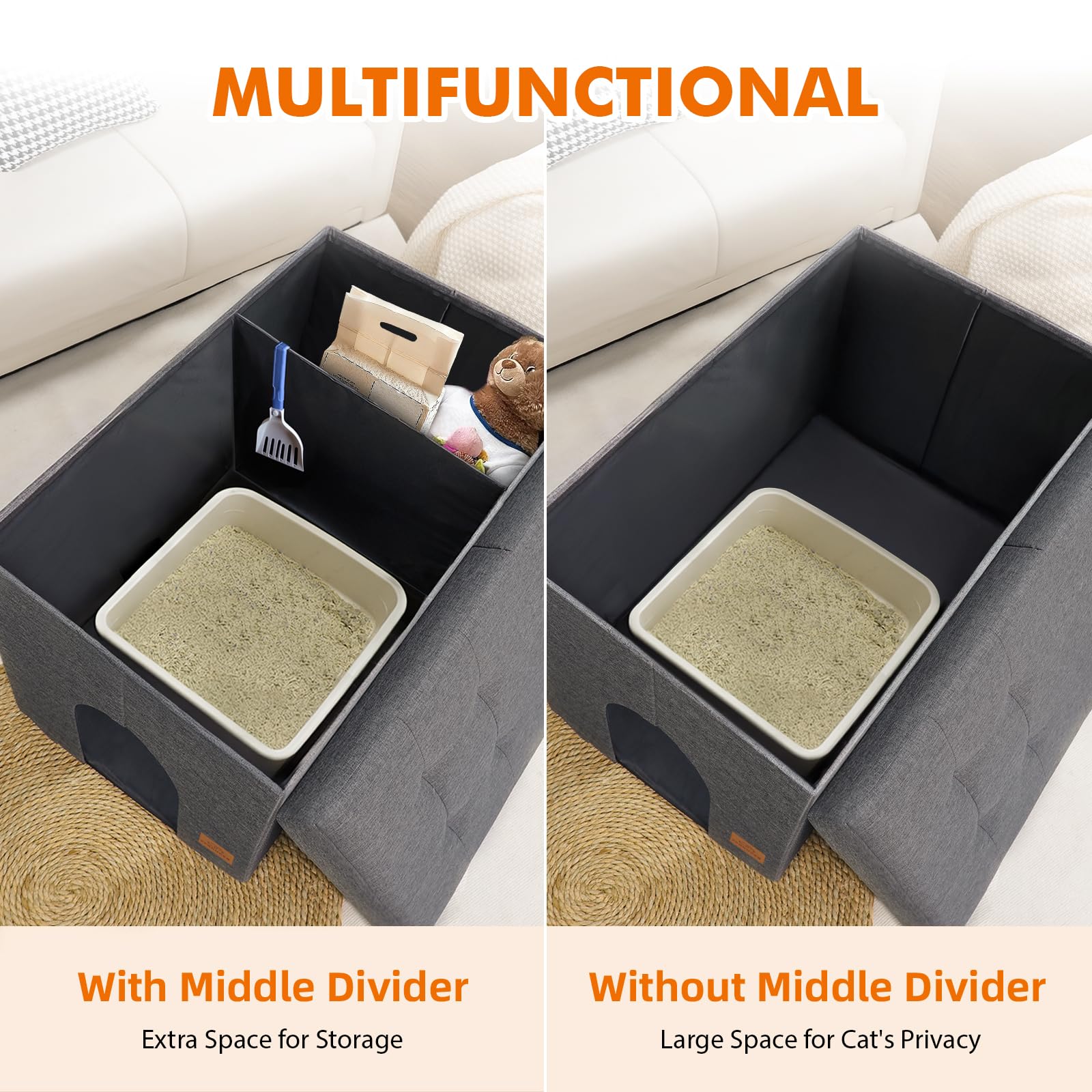 Zerbuger cat litter box enclosure front view – sleek design blends with home decor.