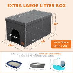 Zerbuger cat litter box enclosure storage open – hidden storage keeps littering essentials tidy.