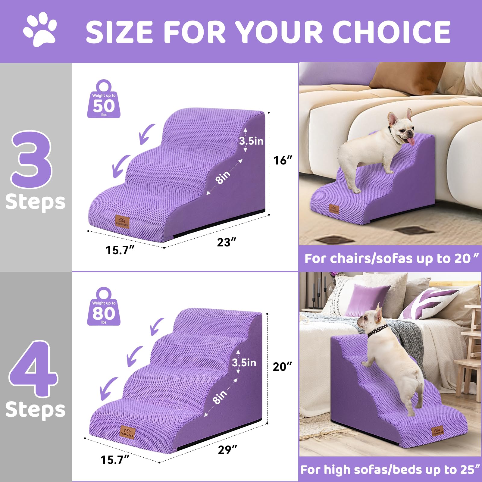Zerbuger dense foam structure stair for daily use purple