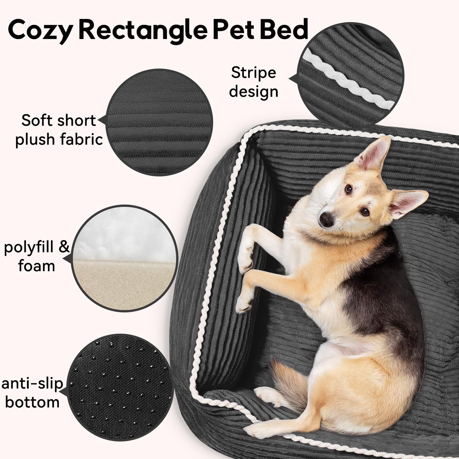 Zerbuger dog bed non slip bottom on smooth surface prevents sliding