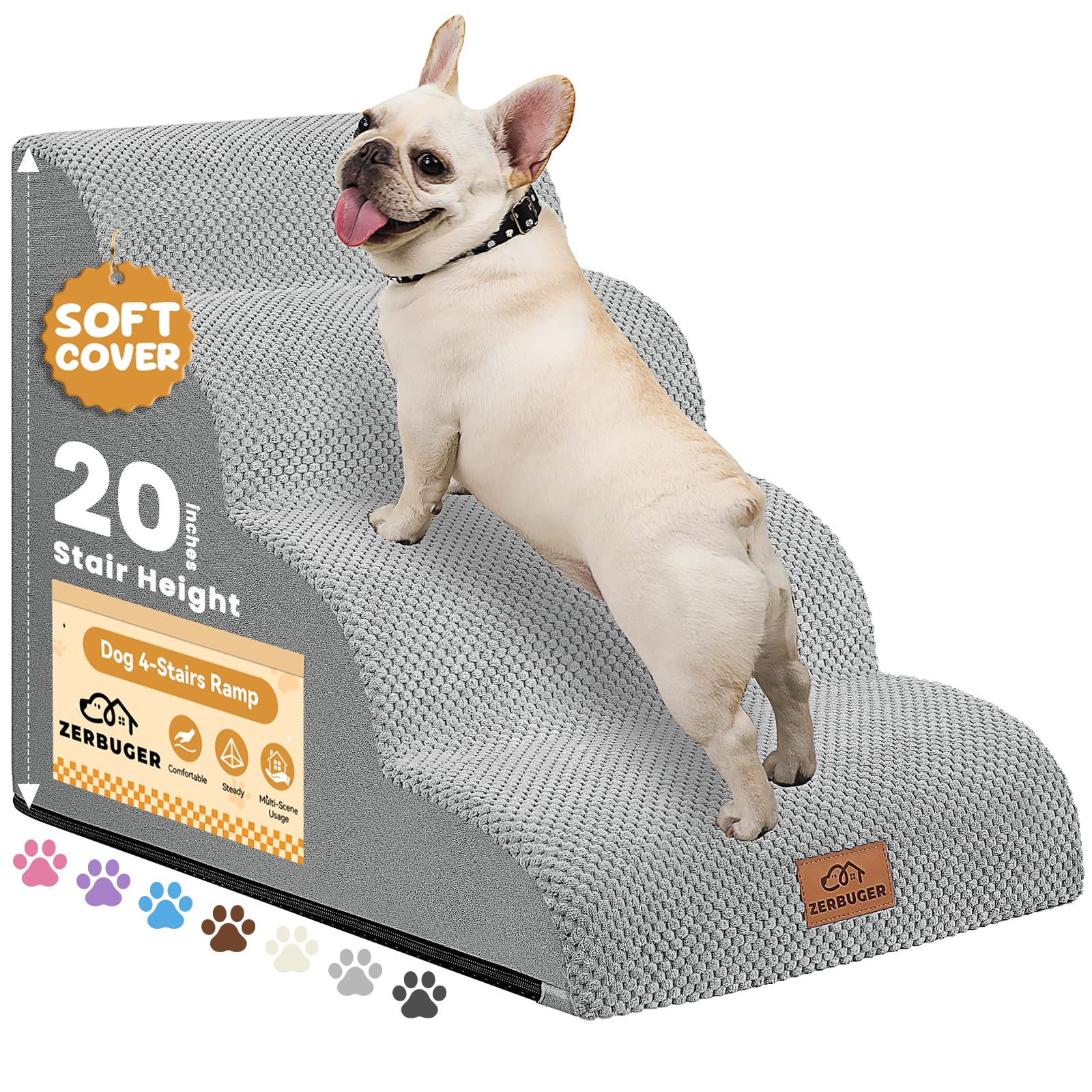 Zerbuger dog-ramp-16h-side-view shows curved incline for gentler, joint-friendly access.