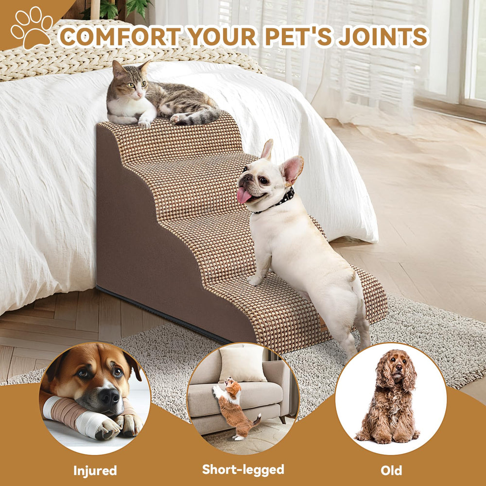 Zerbuger 4-step ramp enables safe high bed access for tall pets