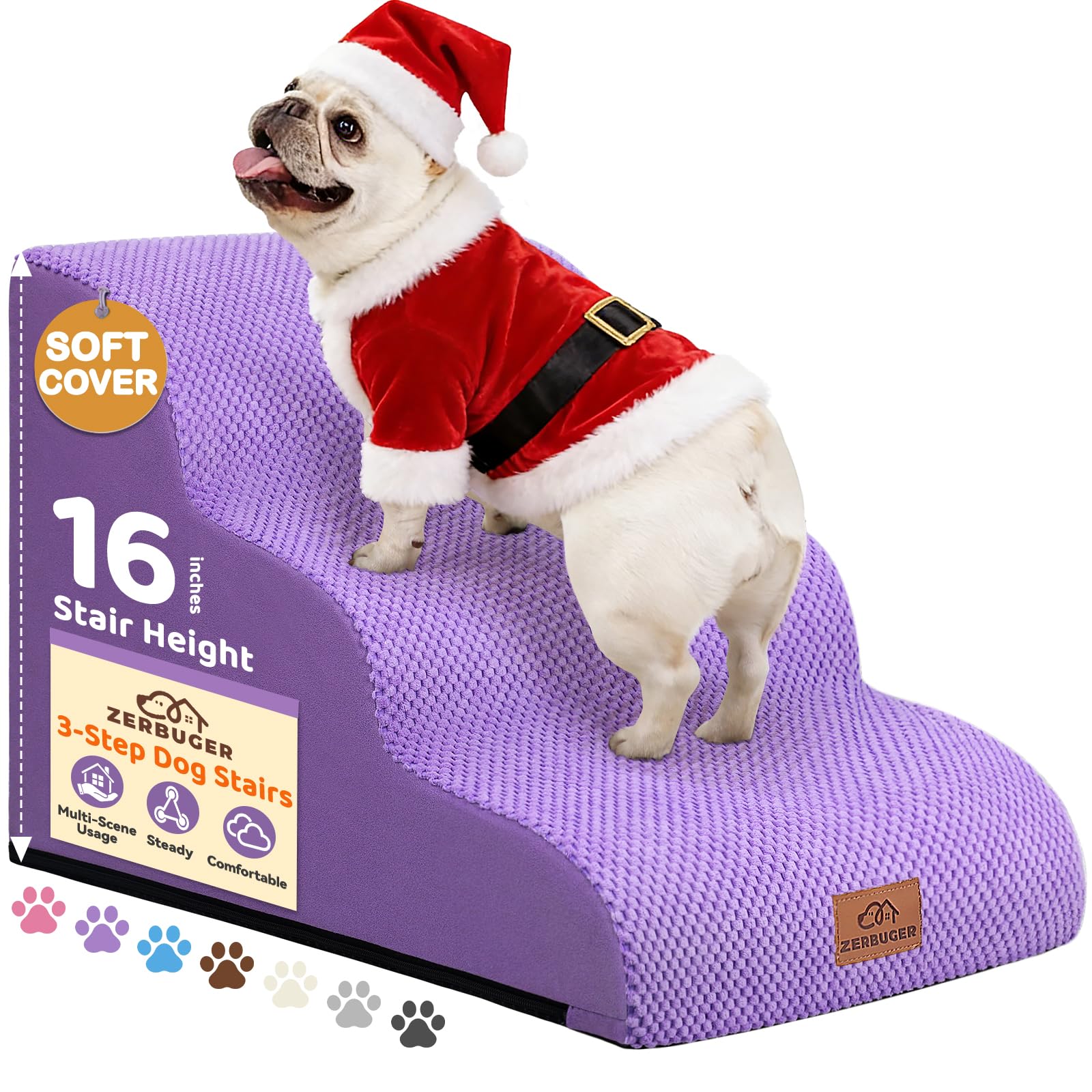 Zerbuger dog ramp bed 16h purple for easy bed access