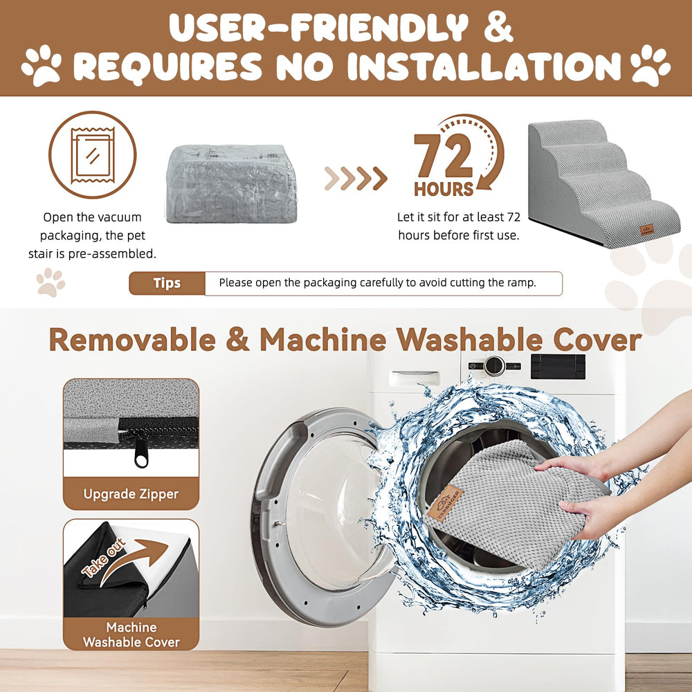 Zerbuger-dog-ramp-in-use-on-sofa illustrates pet-friendly design with stable support.