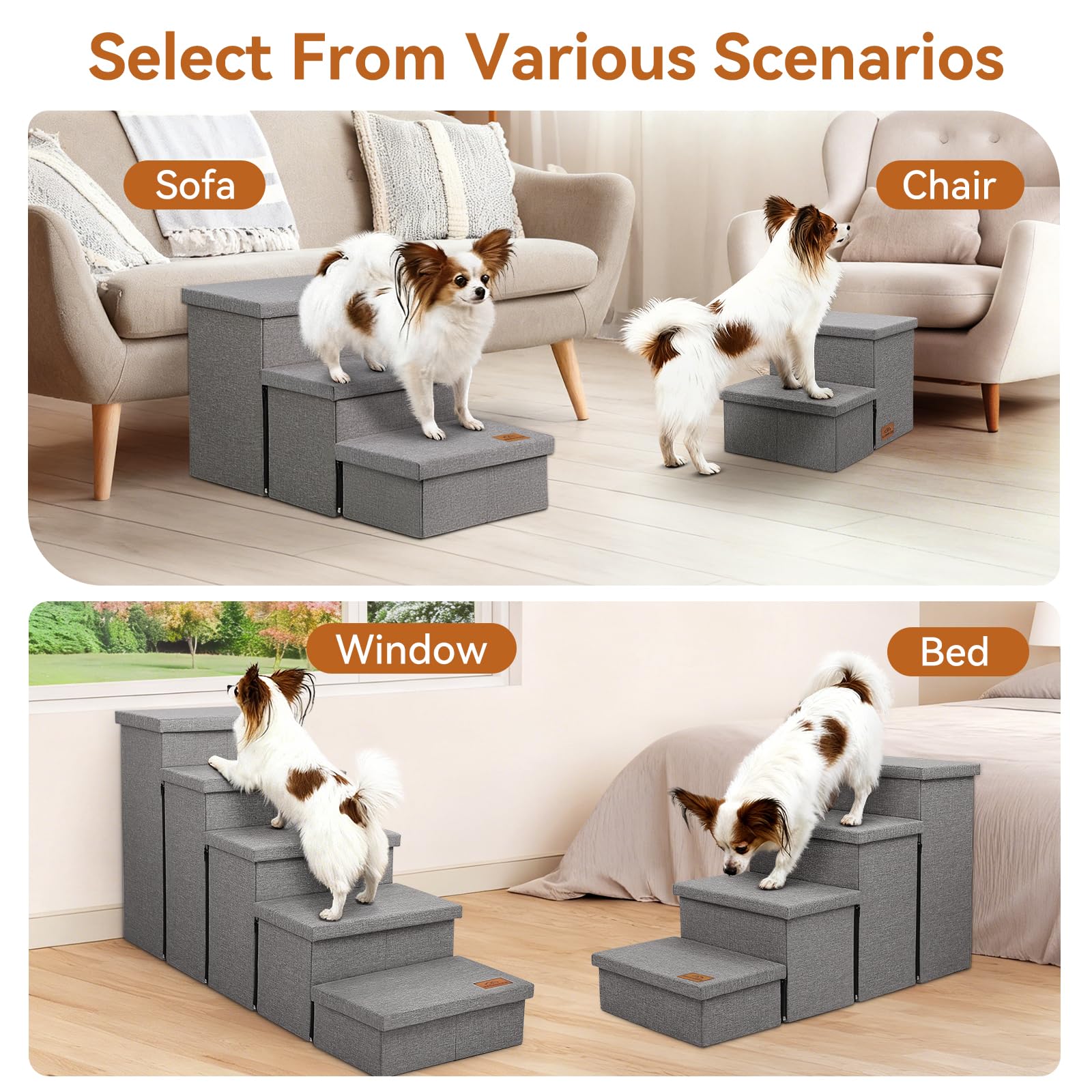 Zerbuger dog stairs 3-step-wide provide stable climbing for large dogs.