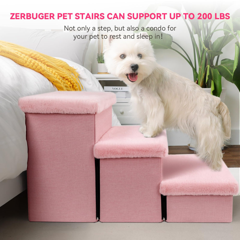 Zerbuger Dog Stairs foam and MDF construction supports up to 200 lbs.