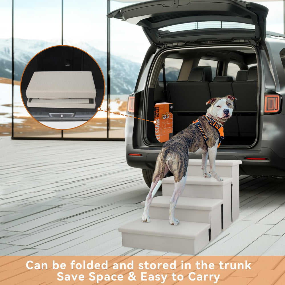 Zerbuger dog stairs foldable beige for compact storage between uses