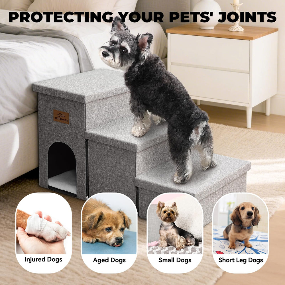 Zerbuger dog stairs folding-storage saves space when not in use.