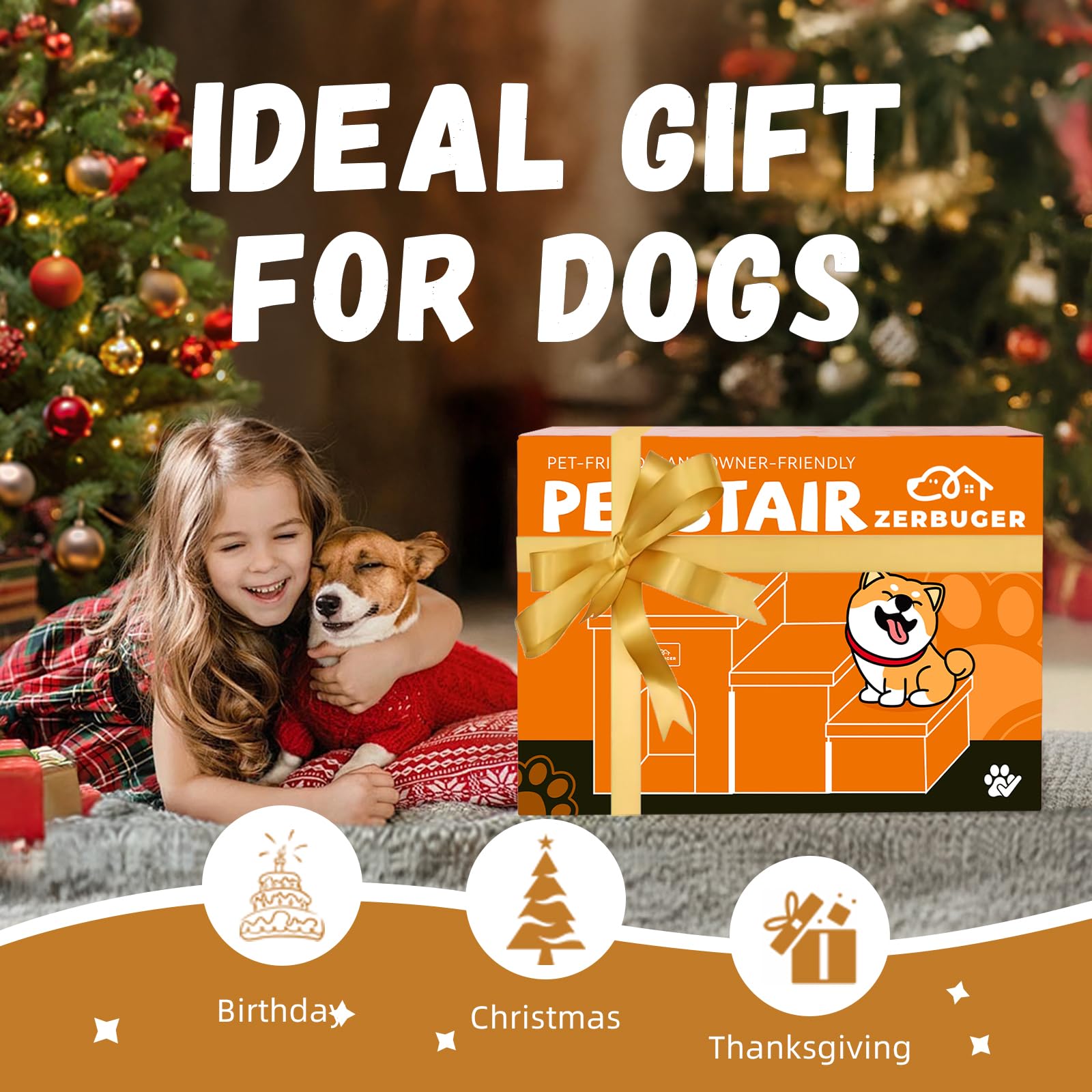 Zerbuger dog stairs MDF-foam core cushions paws and joints.