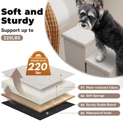 Zerbuger dog stairs non-slip bottom beige ensures stable climbing