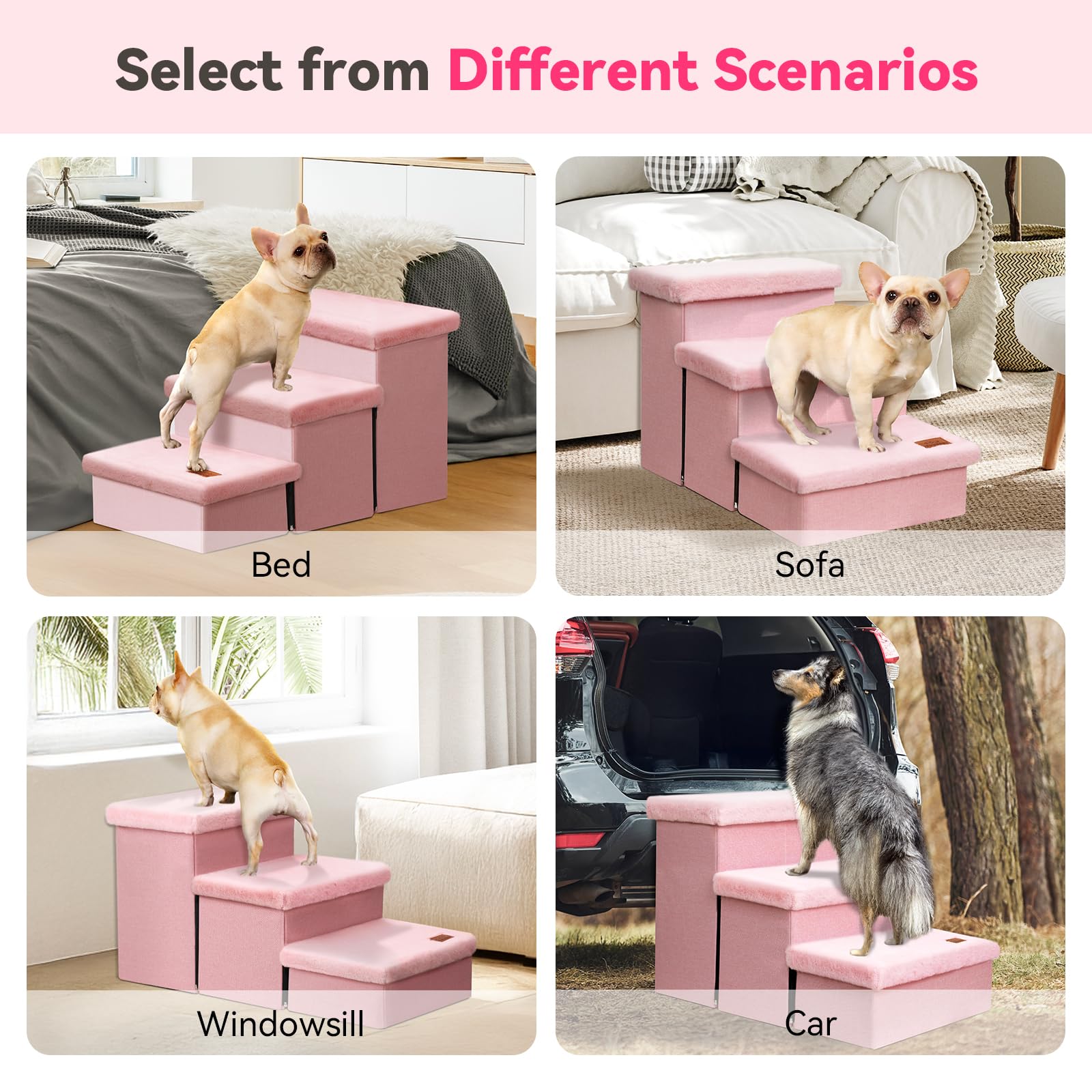 Zerbuger Dog Stairs quick assembly requires no tools or extra parts.