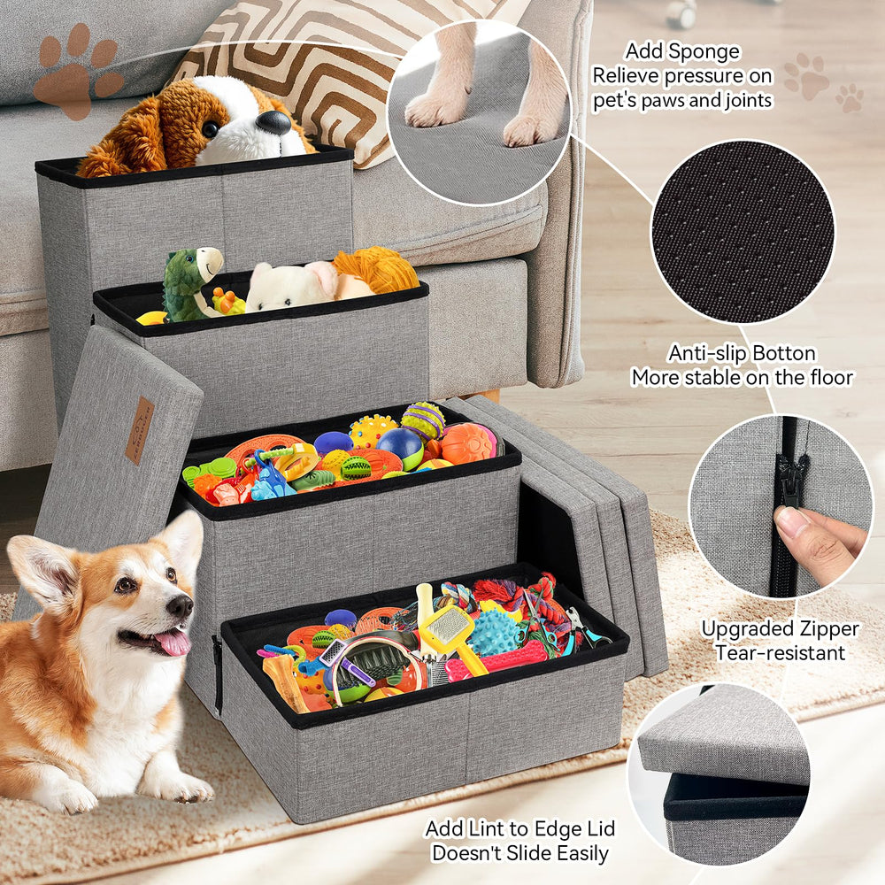 Zerbuger Dog Stairs wide steps help pets climb to bed or sofa.