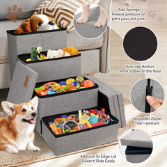 Zerbuger Dog Stairs wide steps help pets climb to bed or sofa.