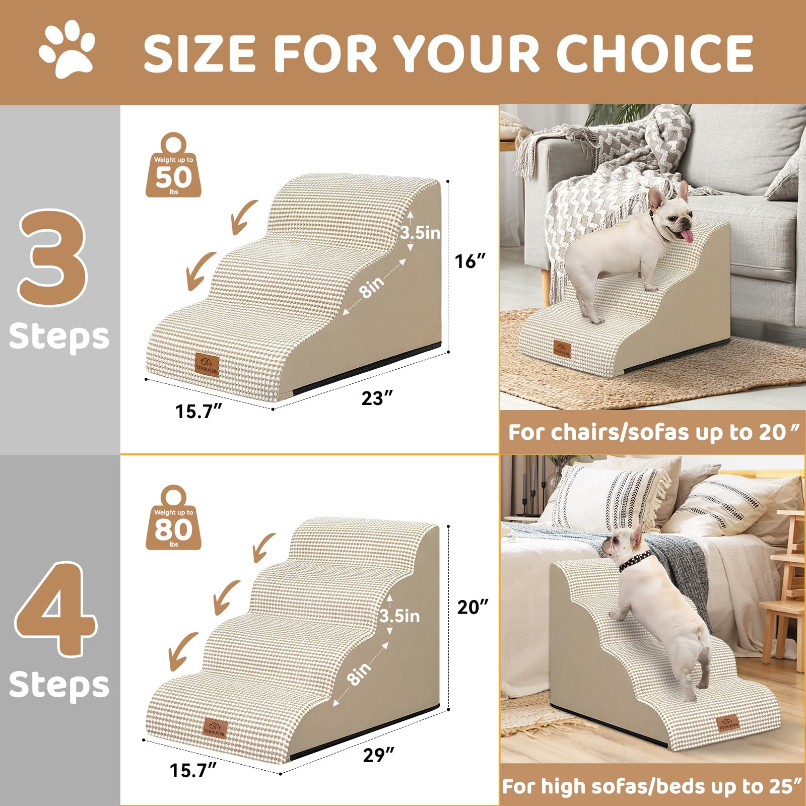 Zerbuger indoor pet stairs beige color matching home decor
