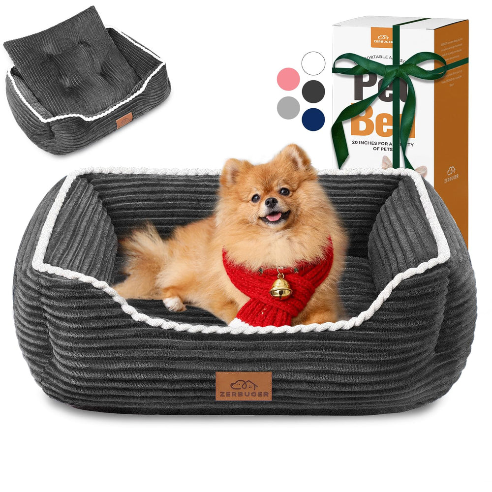 Zerbuger orthopedic dog bed in dark grey side view with plush surface for cozy naps