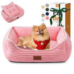 Zerbuger orthopedic dog bed top view shows plush pink surface for cozy naps.