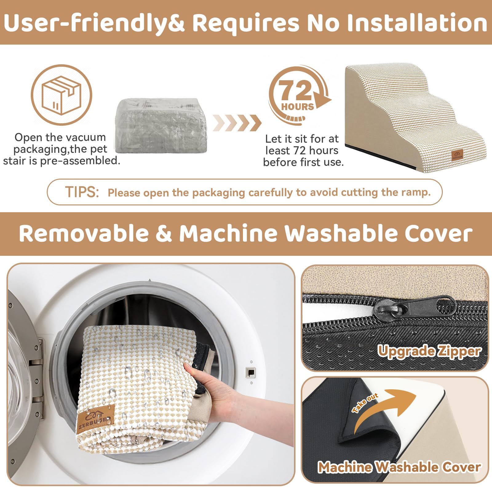 Zerbuger removable washable cover for easy pet-care maintenance