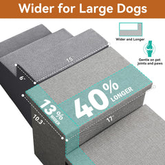 Zerbuger Wider Dog Stairs 3-step design supports dogs of various sizes