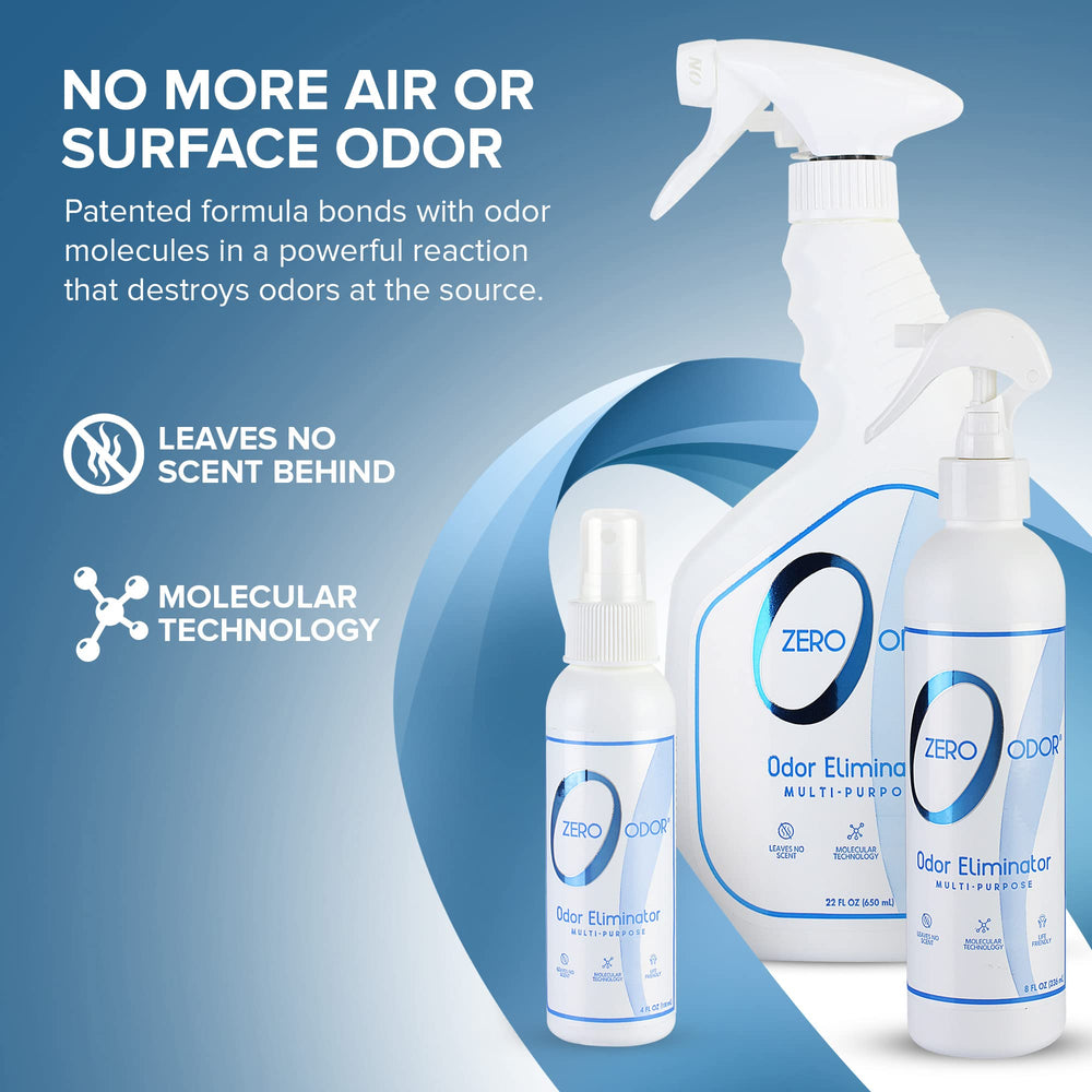 Zero Odor car odor eliminator freshens in-car air and fabrics for a cleaner ride.