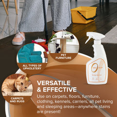 Zero Odor carpet stain remover application showing spray-on treatment.