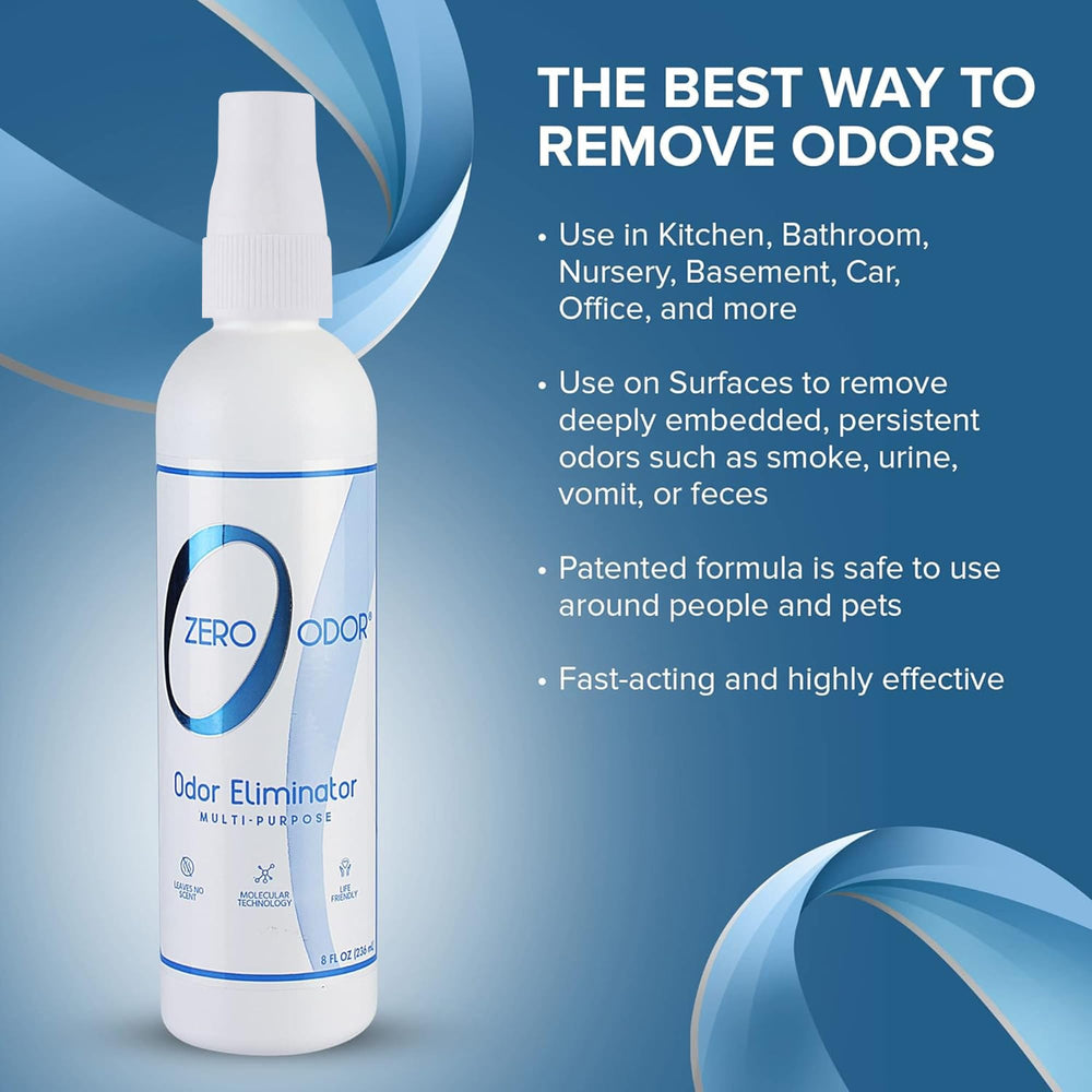 Zero Odor fabric spray neutralizes odors on clothes and upholstery.