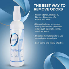 Zero Odor fabric spray neutralizes odors on clothes and upholstery.