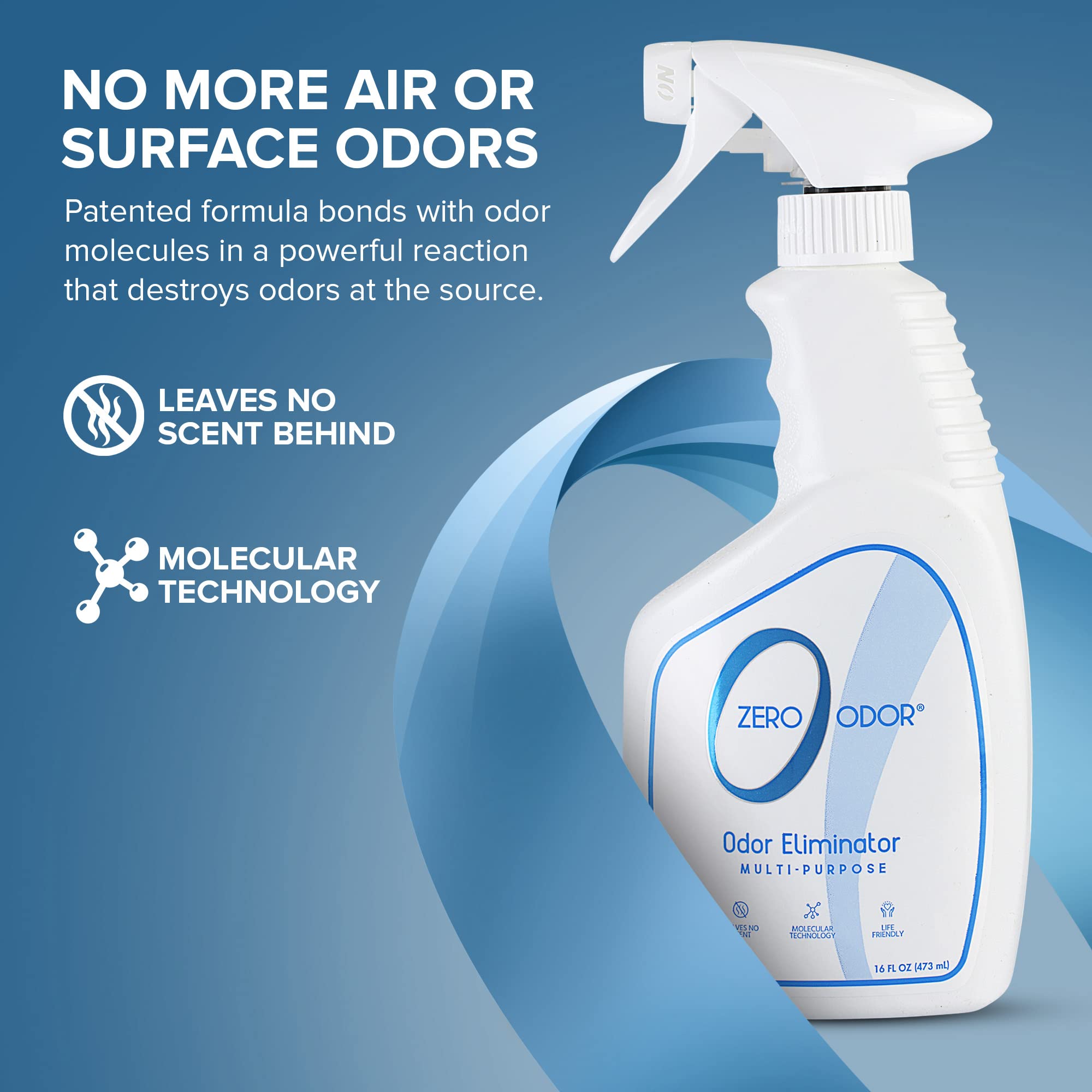 Zero Odor office desk with spray demonstrates odor neutralization during work