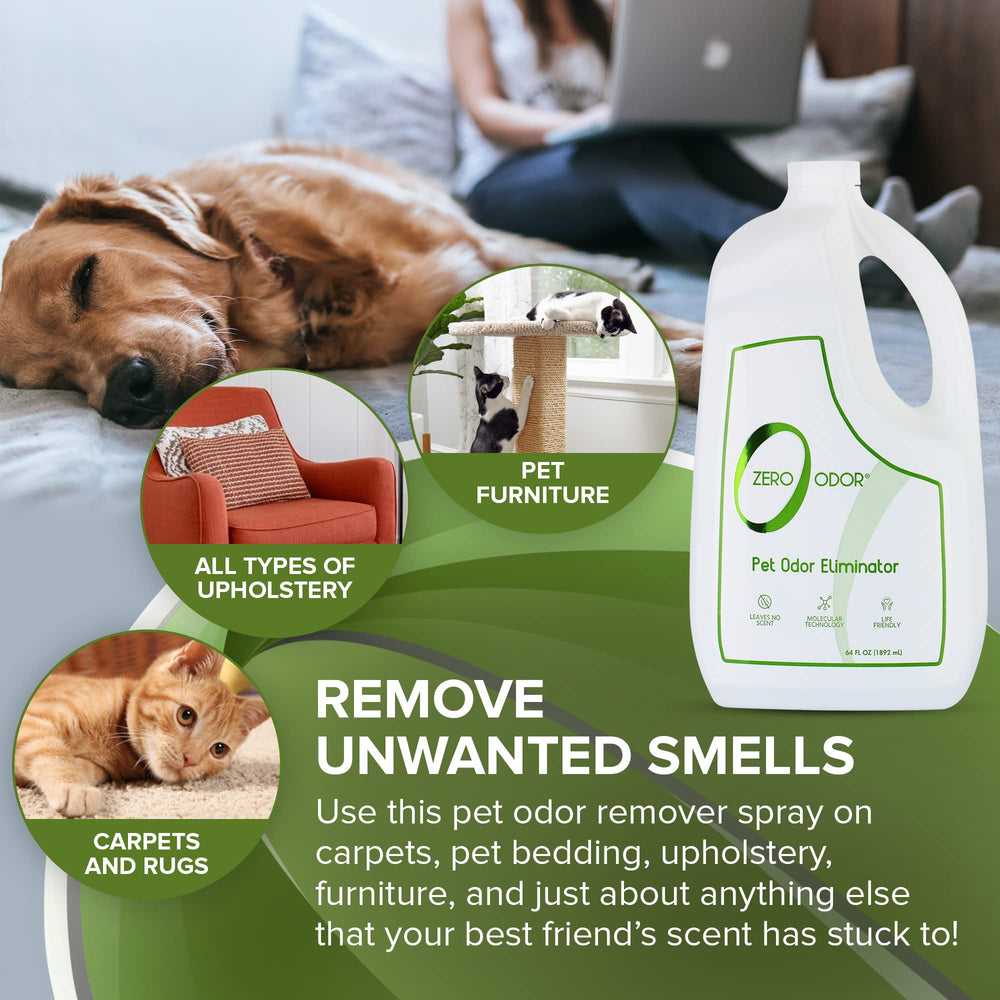 Zero Odor on-surface spray demonstrates quick freshness for furniture and fabrics.