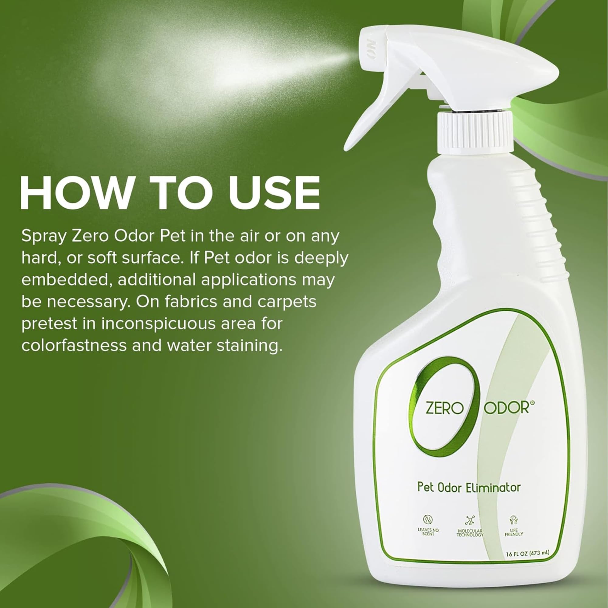 Zero Odor-biodegradable label highlights eco-friendly formula.