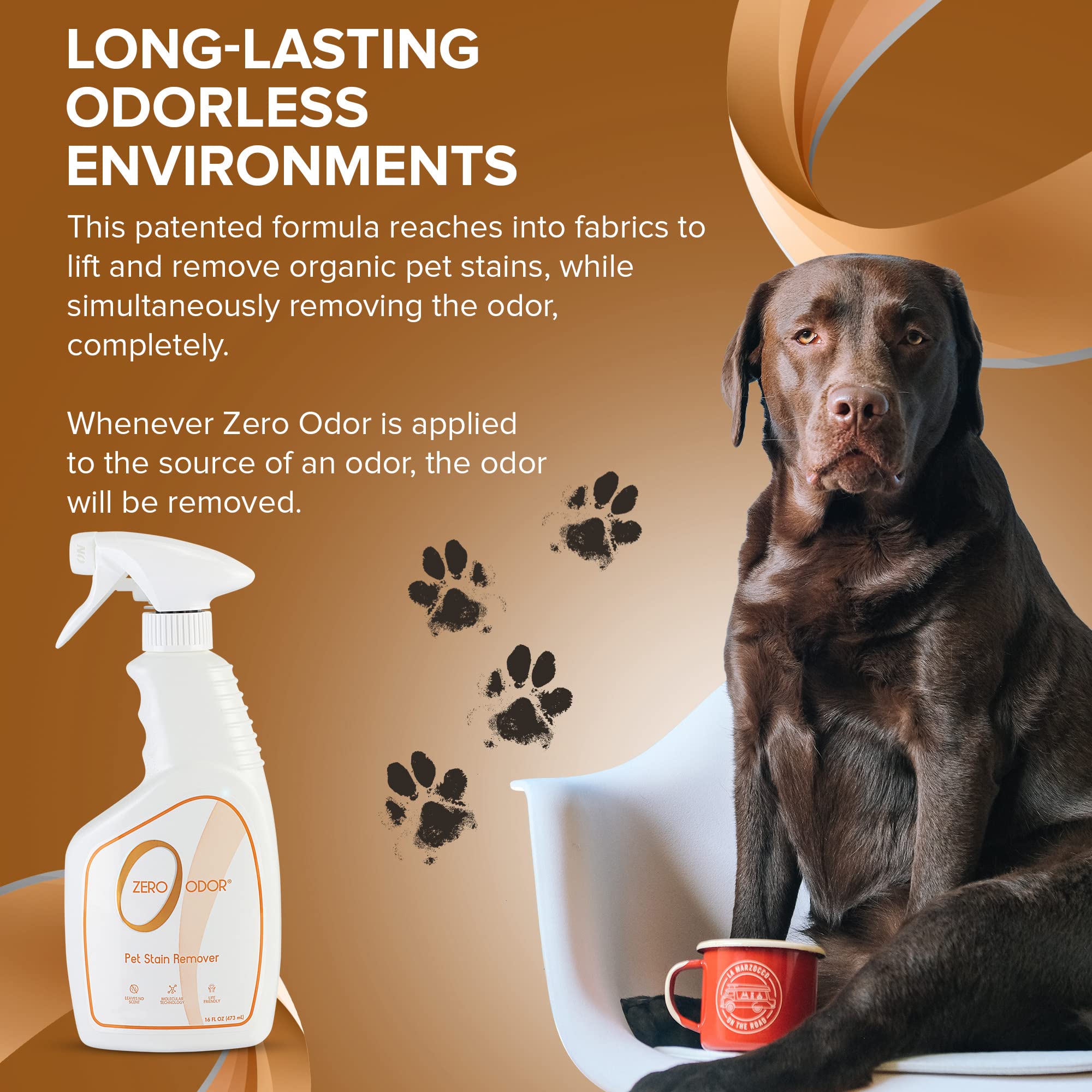 Zero Odor tracer scent spray guides coverage during treatment.