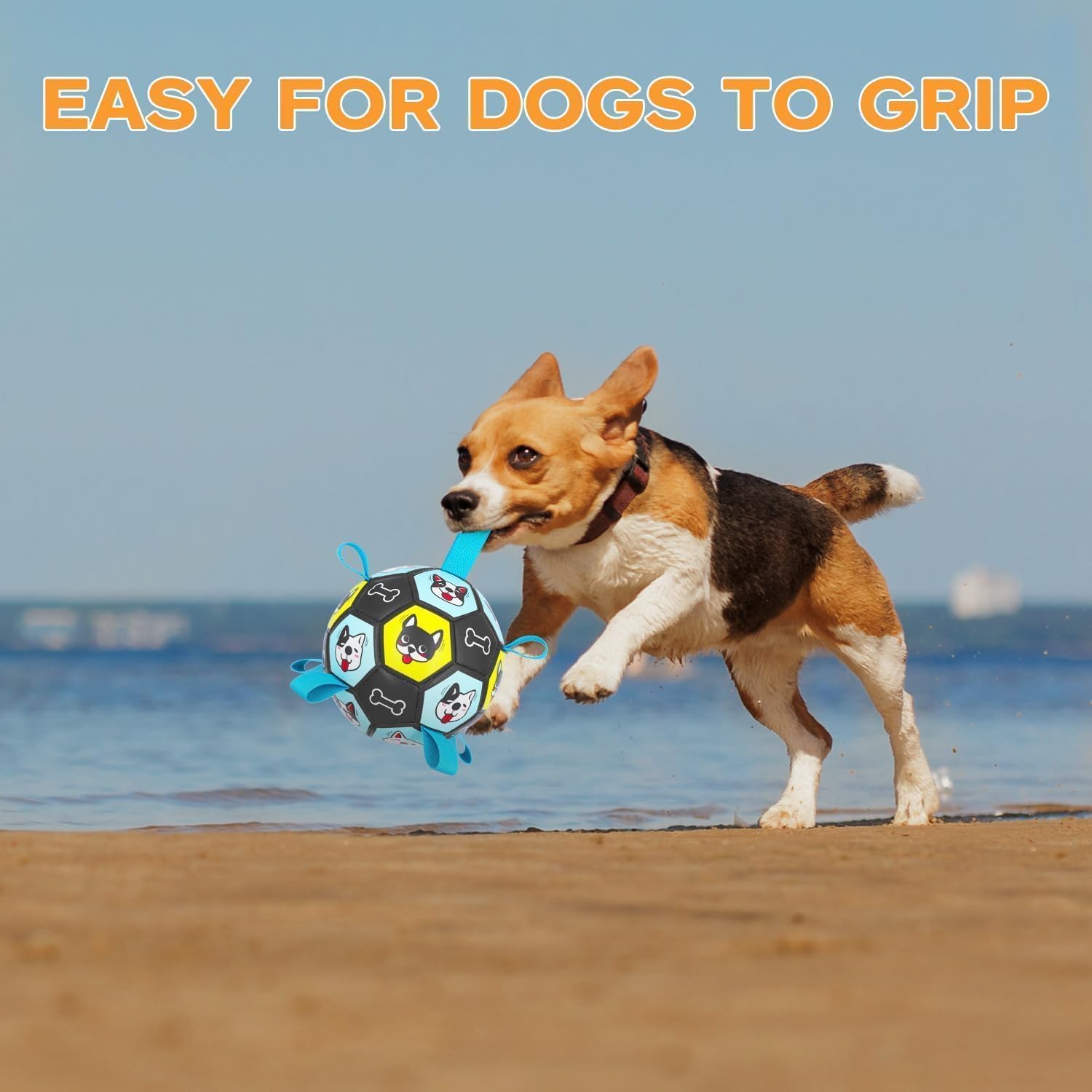 ZestPulse dog ball durable composite leather ensures lasting play.