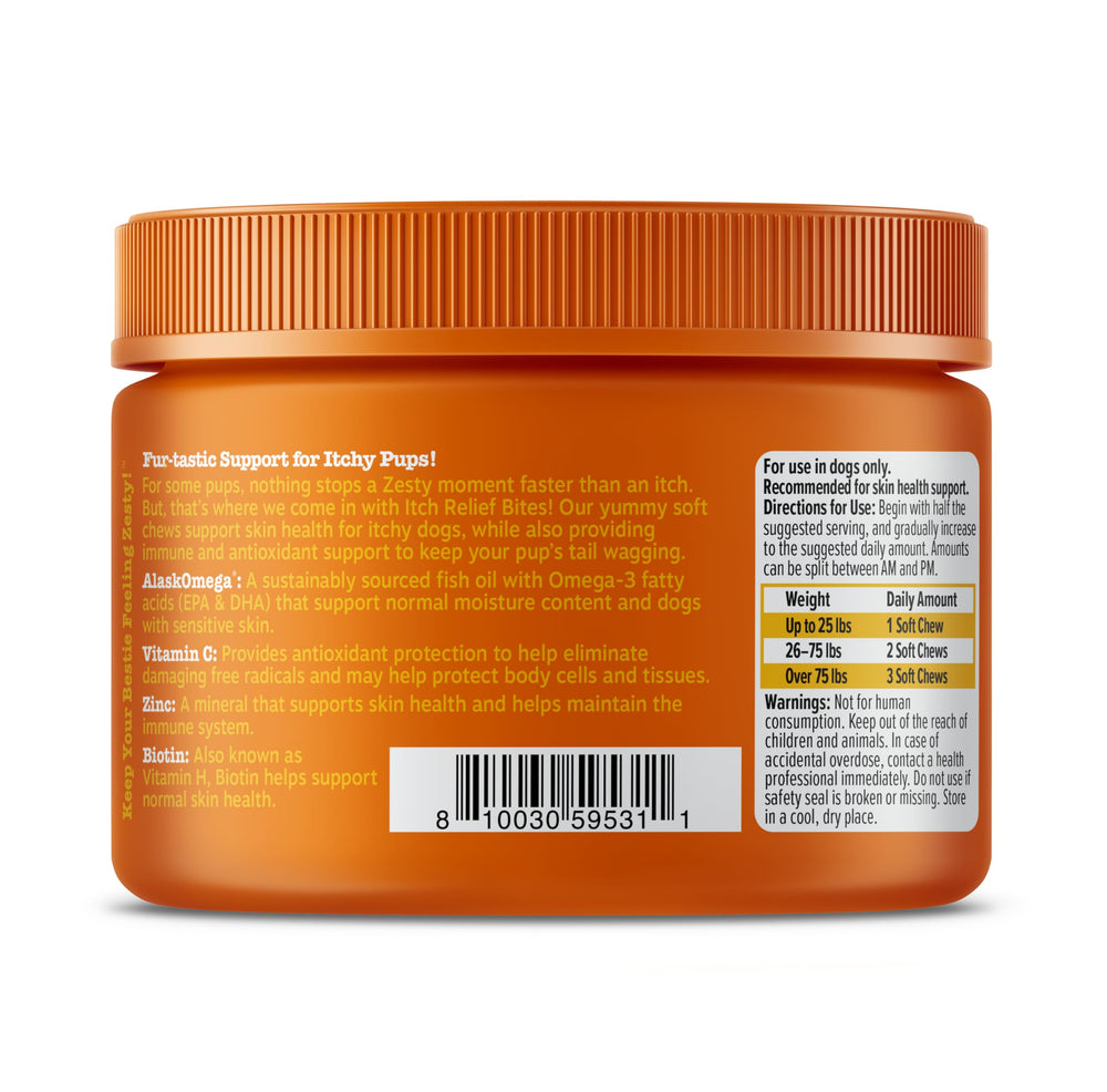 Zesty Paws 50-count bottle ready for daily consumption.