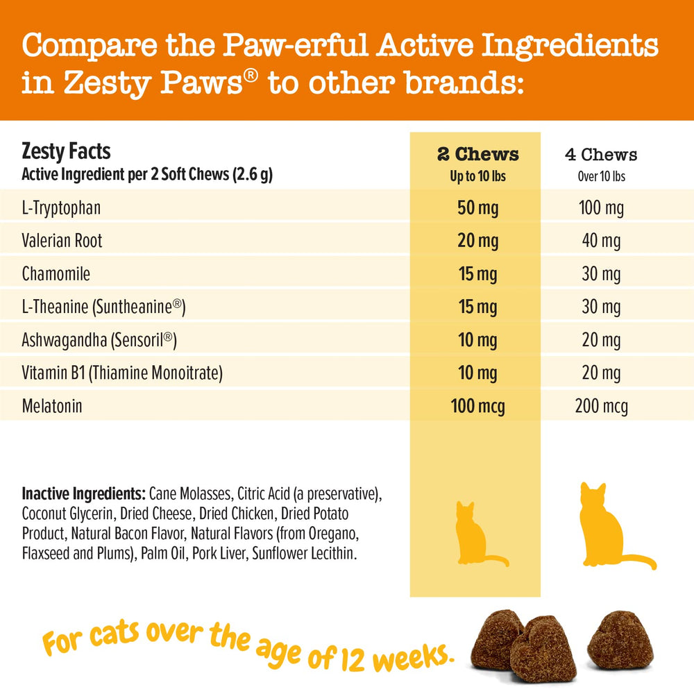 Zesty Paws Calming Chews, envase de 60 unidades para uso diario.