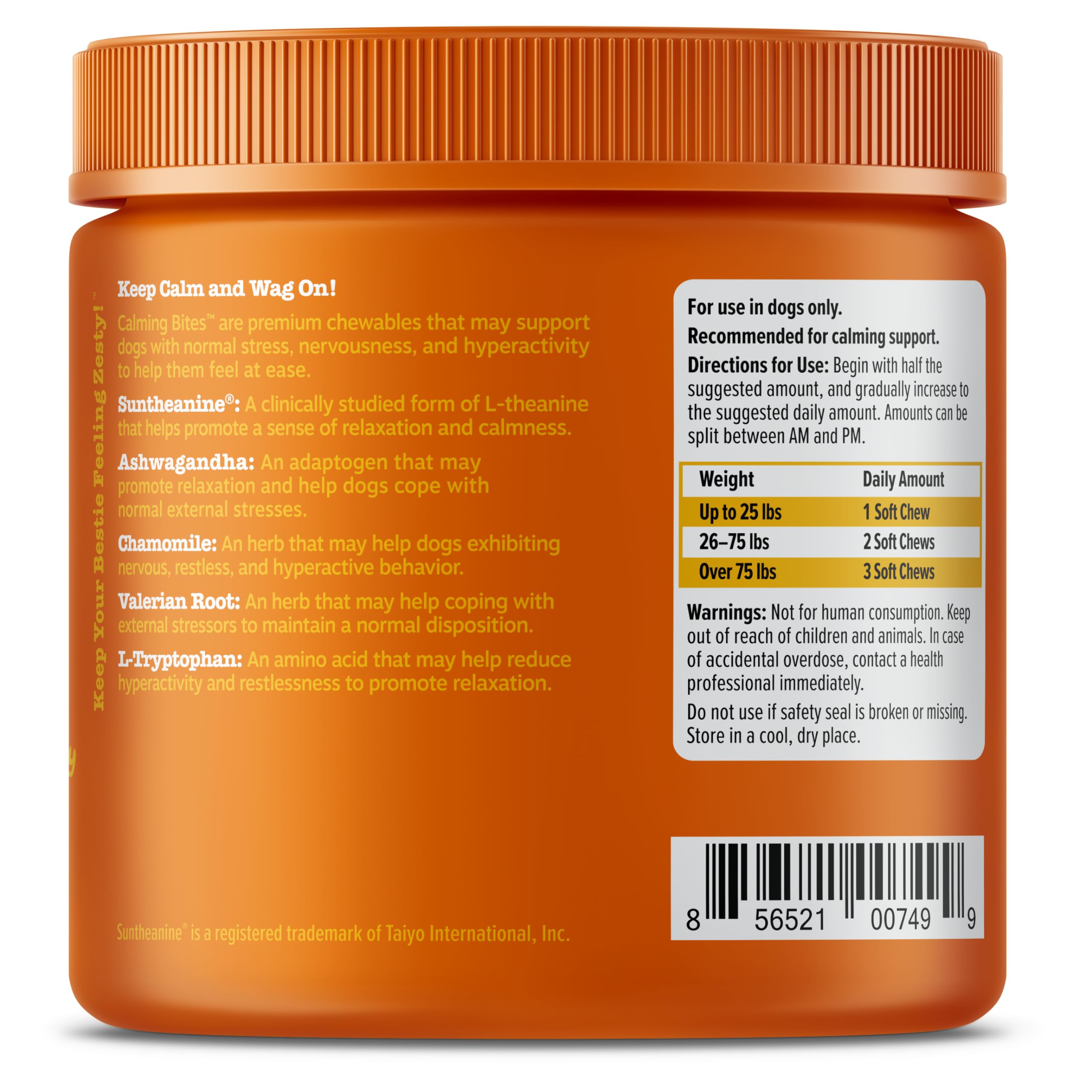 Zesty Paws Calming Chews sealed bag ready to open