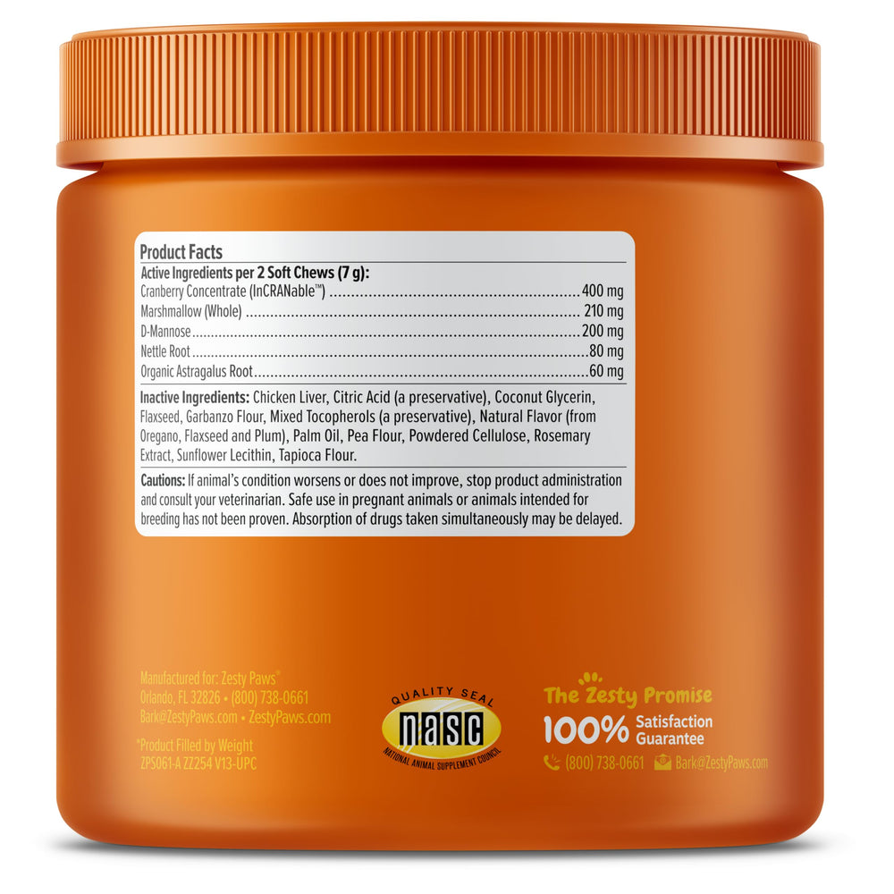 Zesty Paws Cranberry Supplement dog on couch supports urinary tract as part of daily routine.