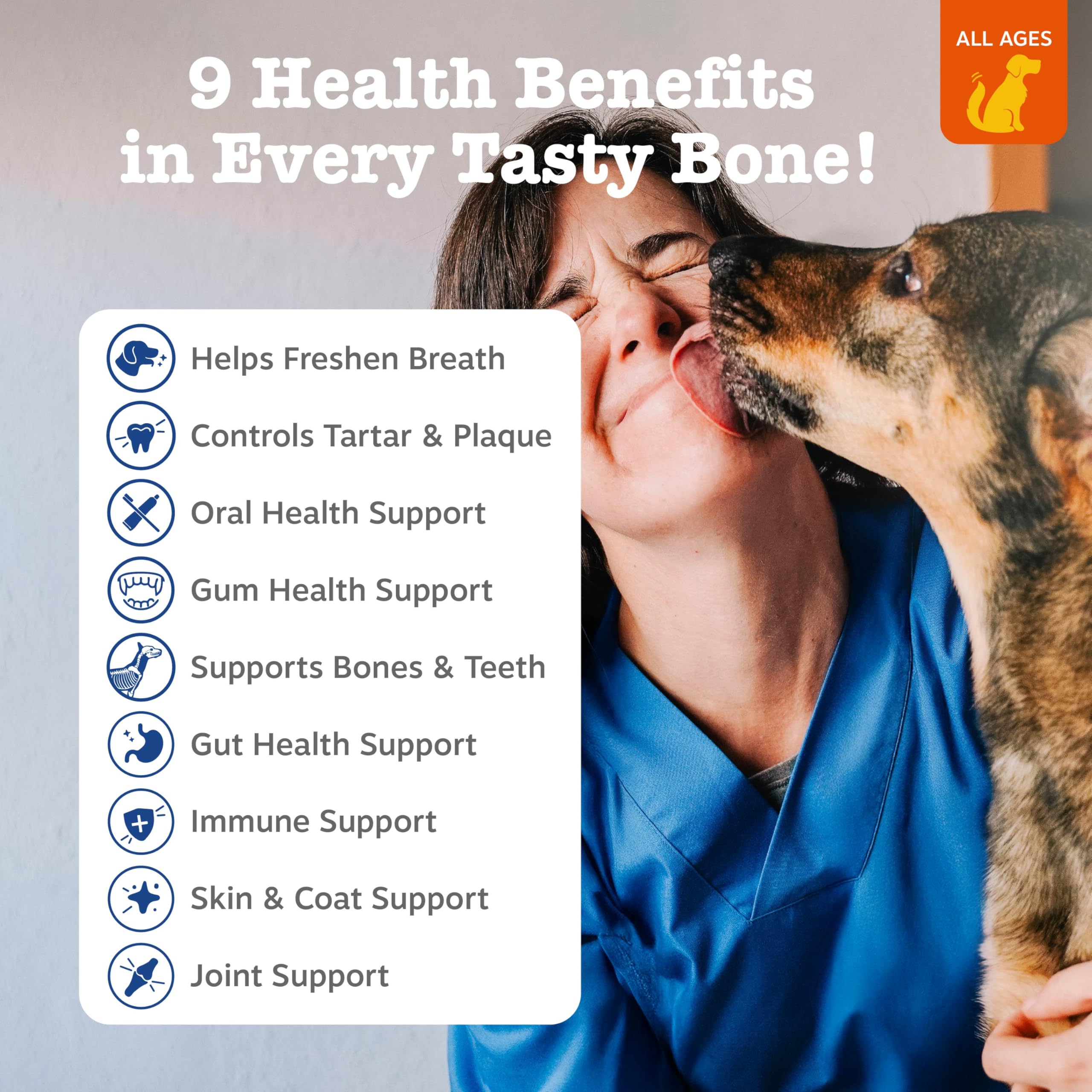 Zesty Paws Dental Bones close-up highlights cinnamon flavor and ridged design for chewing.