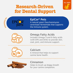 Zesty Paws Dental Bones ridged texture image suggests effective plaque and tartar control.