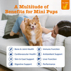 Zesty Paws multivitamin bottle open with visible chews for easy dosing