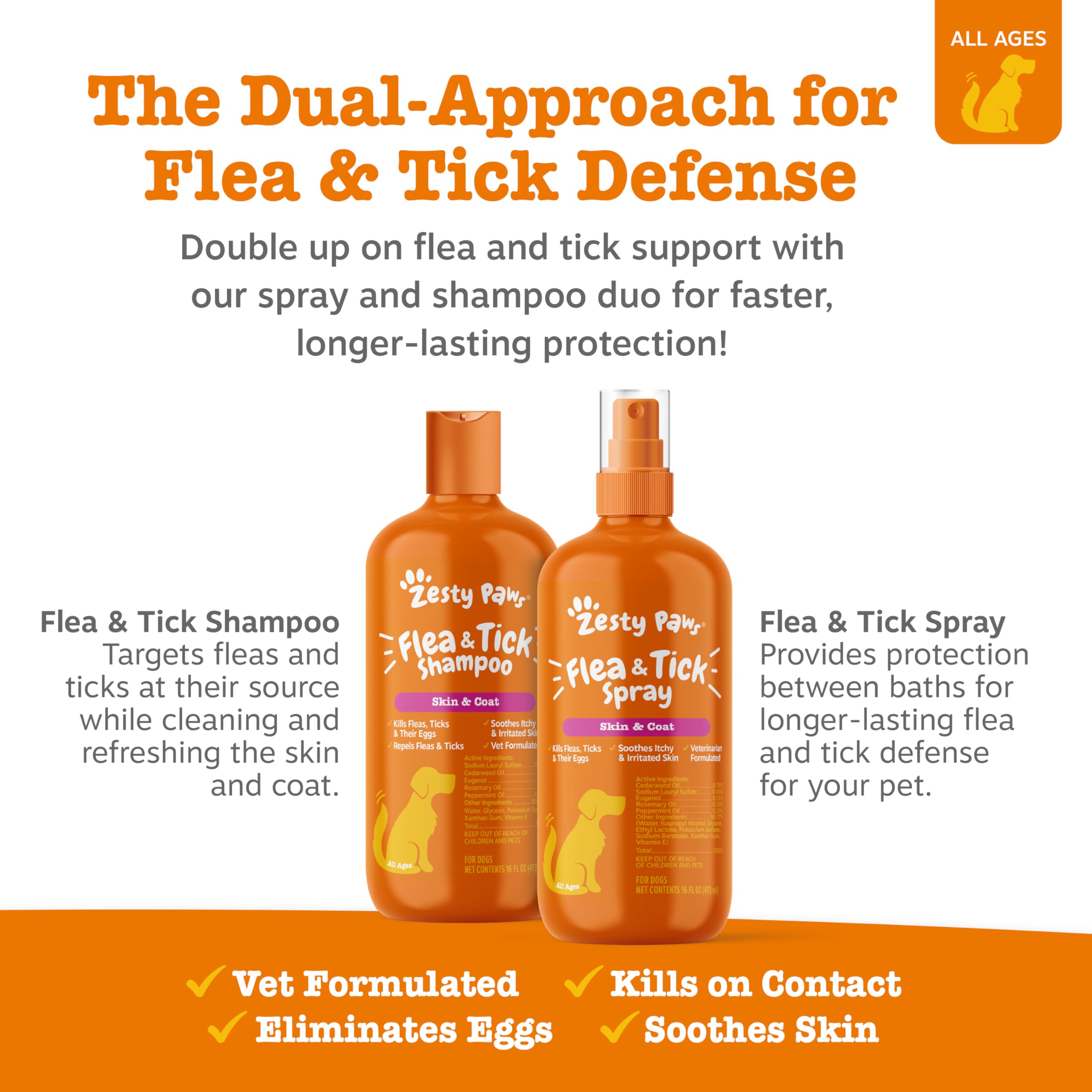 Shampoo soothes itchy skin after flea and tick cleansing for comfort.